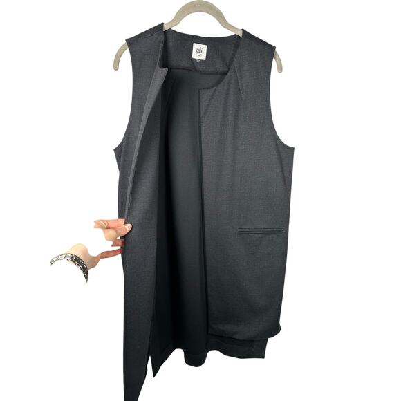 Cabi Black High Slit Sleeveless High Low Duster Vest Women's Medium - Picture 4 of 8